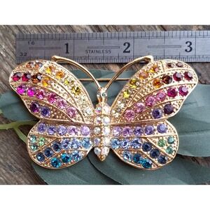 Kirks Folly Large Rhinestone Butterfly Brooch Pin